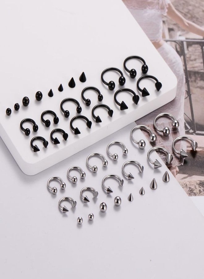 intera 16G Surgical Steel Septum Rings Lip Rings Horseshoe Hoop - Nose, Eyebrow Tragus Daith Helix Piercing Jewelry for Women Men, 6-12mm - Image 5